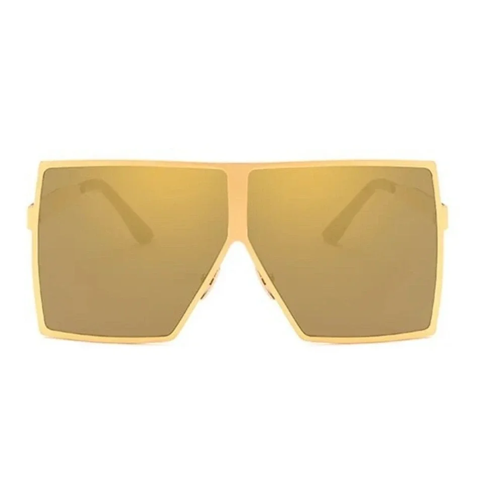 Oversized Square Sunglasses Mirror Gold Frame Fashion‎ Trendy Sun Glasses Women